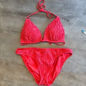 Ralph Lauren Vibrant Red Lace Swimwear
